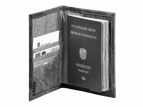Reisepass-Etui/Ausweis- & Kartenetui aus nachhaltigem Blatt-Lederimitat rot VEGAN - Bild vergrern 