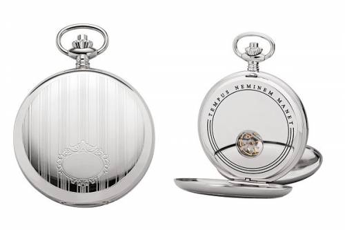 Mechanische Taschenuhr silberfarben Ziffernblatt silberfarben mit Sprungdeckel von REGENT (*RG*TU*) - Bild vergr��ern 