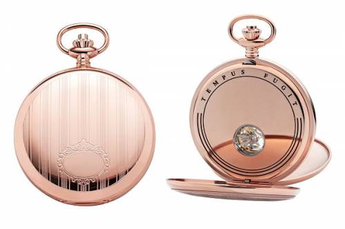Mechanische Taschenuhr ros�goldfarben Ziffernblatt silberfarben mit Sprungdeckel von REGENT (*RG*TU*) - Bild vergr��ern 
