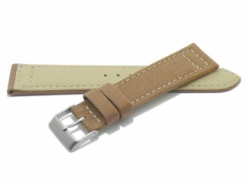 Uhrenarmband -Tijuana- 22mm hellbraun Cordura (Textil) abgen�ht Unterseite Lorica (Schlie�enansto� 20 mm) - Bild vergr��ern 