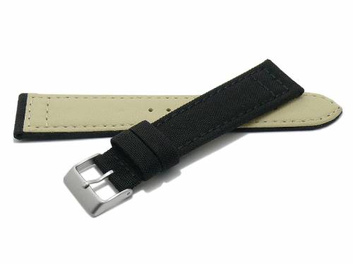 Uhrenarmband -Tijuana- 24mm schwarz Cordura (Textil) abgen�ht Unterseite Lorica (Schlie�enansto� 22 mm) - Bild vergr��ern 