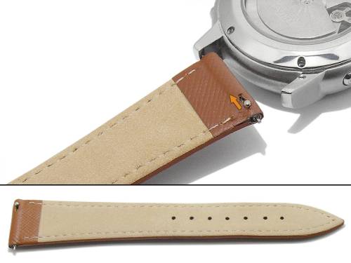 Uhrenarmband -Valdarno- 22mm hellbraun Leder Saffiano-Look mit EASY-CLICK abgen�ht (Schlie�enansto� 18 mm) - Bild vergr��ern 