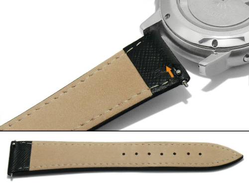 Uhrenarmband -Valdarno- 18mm schwarz Leder Saffiano-Look mit EASY-CLICK abgen�ht (Schlie�enansto� 16 mm) - Bild vergr��ern 