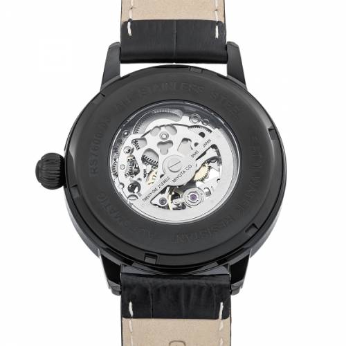 Automatik-Armbanduhr Edelstahl schwarz Ziffernblatt schwarz skelettiert Lederband von RIEDENSCHILD (*RS*HU*) - Bild vergrern 