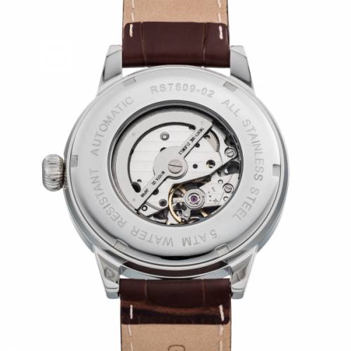 ABVERKAUF: Automatik-Armbanduhr Edelstahl silberfarben Ziffernblatt wei� Lederband von RIEDENSCHILD (*RS*HU*) - Bild vergr��ern 