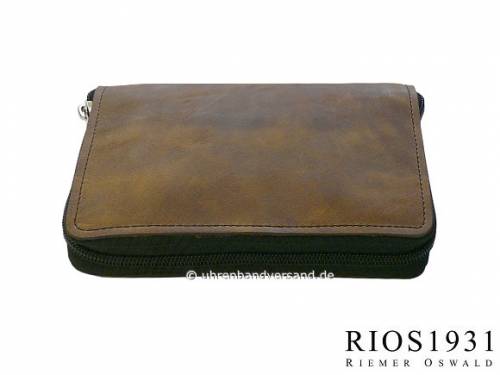 Uhrenreisemappe -Julius- dunkelbraun echt Leder Vintage-Look fr 1 Armbanduhr von RIOS - Bild vergrern 