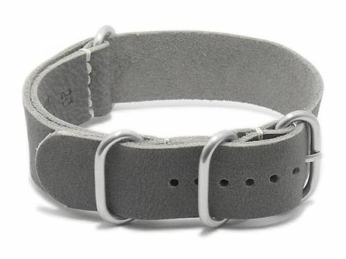 Uhrenarmband -NATO Copenhagen- 18mm grau Leder Vintage-Look Durchzugsband von RIOS - Bild vergr��ern 