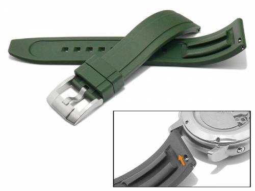 Uhrenarmband 19mm dunkelgr�n FKM-Rubber sportiv mit EASY-CLICK Stegen (Schlie�enansto� 18 mm) - Bild vergr��ern 