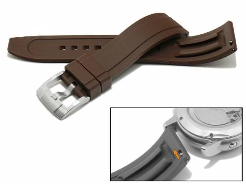 Uhrenarmband 24mm dunkelbraun FKM-Rubber sportiv mit EASY-CLICK Stegen (Schlieenansto 22 mm) - Bild vergrern 