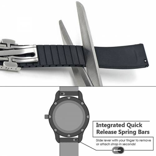 Uhrenarmband 22mm wei� FKM-Rubber XXL k�rzbar auf XL & Normall�nge EASY-CLICK & Faltschlie�e (Schlie�e 18 mm) - Bild vergr��ern 