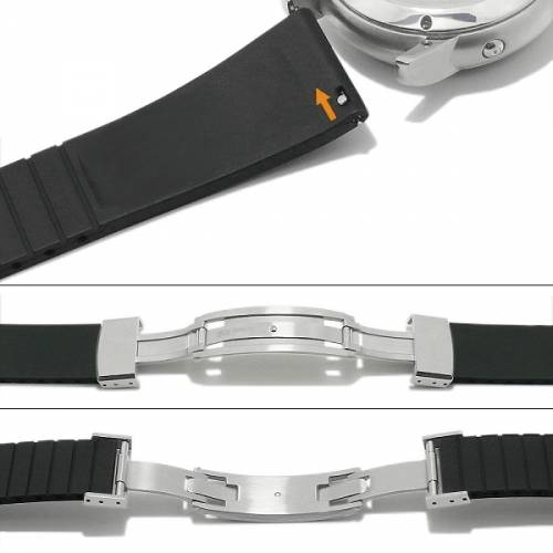 Uhrenarmband 19mm schwarz FKM-Rubber XXL k�rzbar auf XL & Normall�nge mit EASY-CLICK & Faltschlie�e (Schlie�e 16 mm) - Bild vergr��ern 