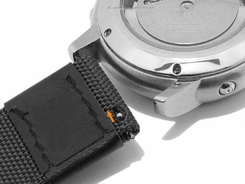 Uhrenarmband XS 21mm olivgrn/schwarz Canvas/Leder abgenht Schliee schwarz mit EASY-CLICK (Schlieenansto 21 mm) - Bild vergrern 