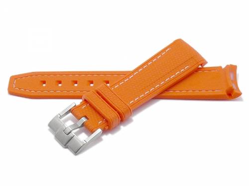 Uhrenarmband 20mm orange Silikon mit Rundansto passend fr MOONSWATCH, OMEGA, ROLEX, SINN u.a. (Schliee 18 mm) - Bild vergrern 