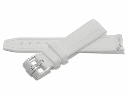 Uhrenarmband 20mm wei Silikon mit Rundansto passend fr MOONSWATCH, OMEGA, ROLEX, SINN u.a. (Schliee 18 mm) - Bild vergrern 