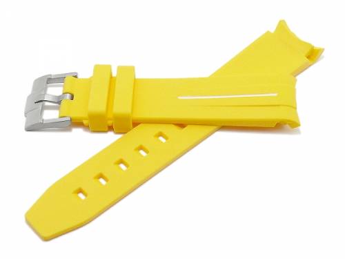 Uhrenarmband 20mm gelb/wei Rubber mit Rundansto passend fr MOONSWATCH, OMEGA, ROLEX u.a. (Schlieenansto 18 mm) - Bild vergrern 