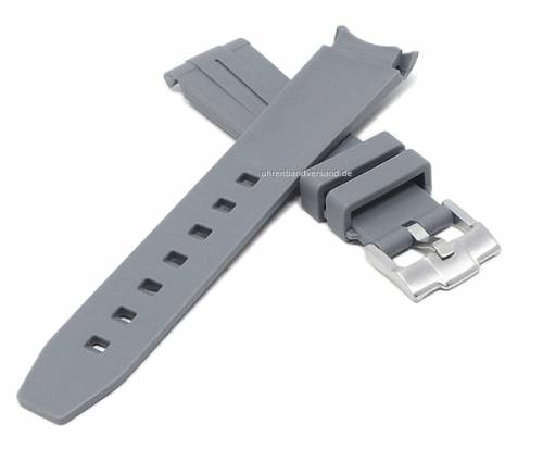 Uhrenarmband 20mm grau Rubber mit Rundansto passend fr MOONSWATCH, OMEGA, ROLEX u.a. (Schlieenansto 18 mm) - Bild vergrern 