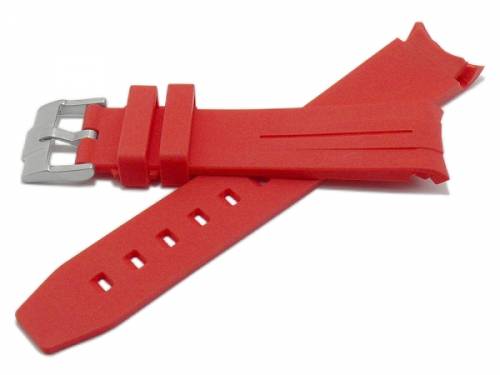 Uhrenarmband 20mm rot Rubber mit Rundansto passend fr MOONSWATCH, OMEGA, ROLEX u.a. (Schlieenansto 18 mm) - Bild vergrern 