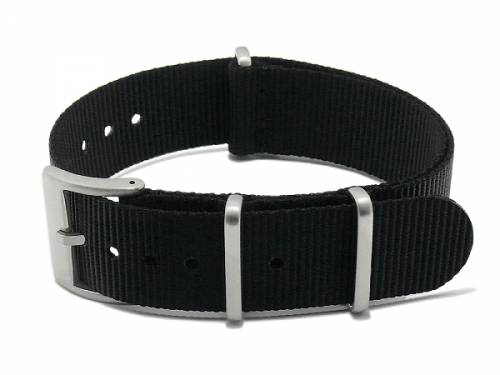 Uhrenarmband 21mm schwarz Nylon/Textil zweilagiges Durchzugsband im NATO-Style - Bild vergrern 