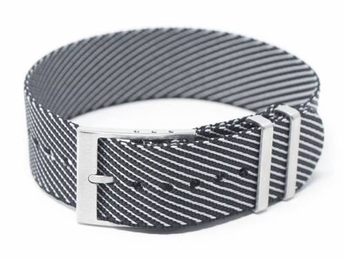Uhrenarmband 20mm schwarz/wei Nylon Durchzugsband NATO-Style - Bild vergrern 