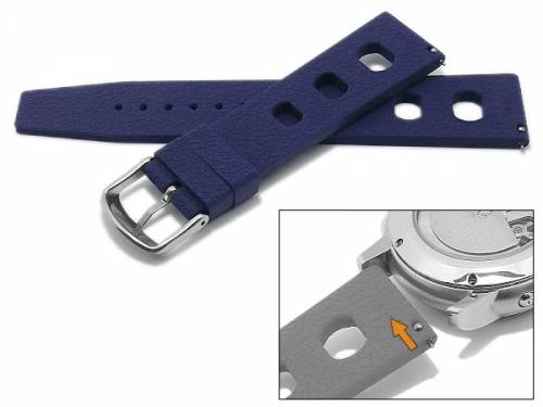 Uhrenarmband 19mm dunkelblau Silikon Retro Racing-Look mit EASY-CLICK Stegen (Schlieenansto 16 mm) - Bild vergrern 