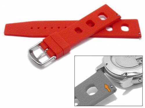 Uhrenarmband 21mm rot Silikon Retro Racing-Look mit EASY-CLICK Stegen (Schlieenansto 18 mm) - Bild vergrern 