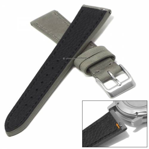 Uhrenarmband 18mm grau Leder glatt abgen�ht Vintage-Look mit EASY-CLICK (Schlie�enansto� 16 mm) - Bild vergr��ern 