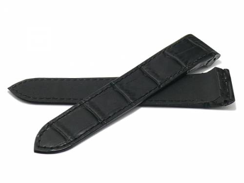 Uhrenarmband 20mm schwarz Leder Alligator-Prgung Spezialansto passend fr CARTIER Santos 100 (Schlieenansto 18 mm) - Bild vergrern 