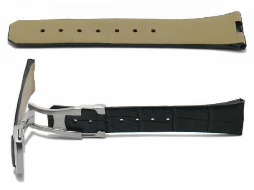 Uhrenarmband 17mm schwarz Leder Alligator-Pr�gung Faltschlie�e pass. f�r OMEGA Constellation - Bild vergr��ern 