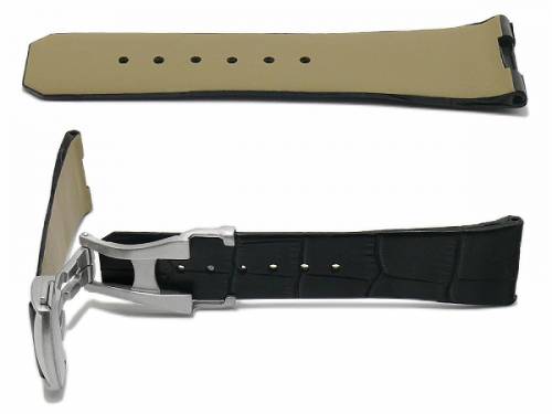 Uhrenarmband 23mm schwarz Leder Alligator-Prgung Faltschliee pass. fr OMEGA Constellation - Bild vergrern 