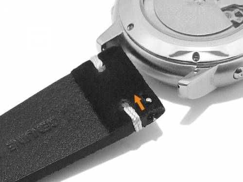 Uhrenarmband XL 19mm schwarz Leder velourartig helle Naht mit Schnellwechselstegen (Schlie�enansto� 16 mm) - Bild vergr��ern 