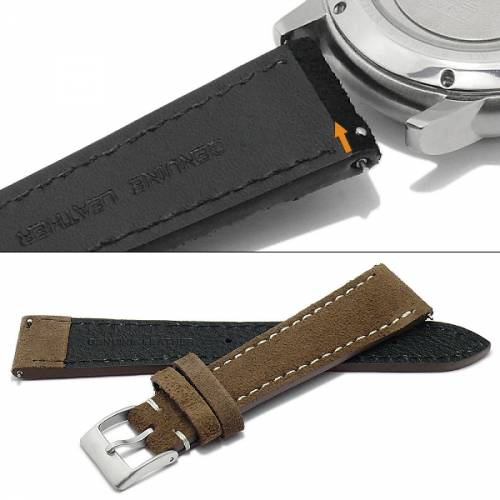 Uhrenarmband XS 19mm mittelbraun Leder velourartig helle Naht mit EASY-CLICK (Schlie�enansto� 16 mm) - Bild vergr��ern 