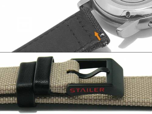 Uhrenarmband -Cordura Line- 22mm beige Cordura/Leder mit EASY-CLICK Stegen von STAILER (Schlie�enansto� 20 mm) - Bild vergr��ern 