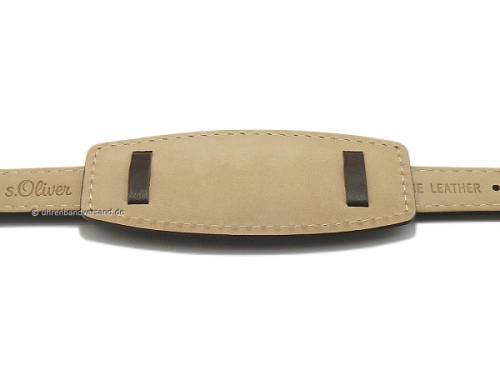Original Ersatz-Uhrenarmband 16mm dunkelbraun Leder glatt helle Naht mit Lederunterlage von s.Oliver  - Bild vergrern 