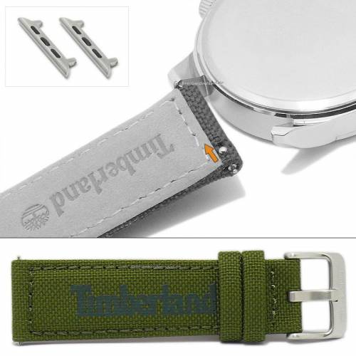 Uhrenarmband TIMBERLAND 22mm gr�n Canvas mit Schnellwechsel-Federstegen & Adapter f�r Apple 42/44 mm - Bild vergr��ern 