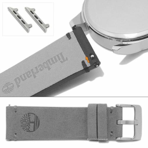 Uhrenarmband TIMBERLAND 20mm mittelbraun Leder Vintage-Look Schnellwechsel-Federstege & Adapter f�r Apple 38/40 mm - Bild vergr��ern 