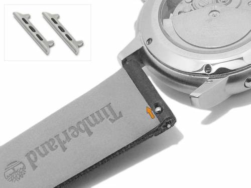 Uhrenarmband TIMBERLAND 20mm dunkelbraun/gr�n Leder/Textil mit Schnellwechsel-Federstegen & Adapter f�r Apple 38/40 mm - Bild vergr��ern 