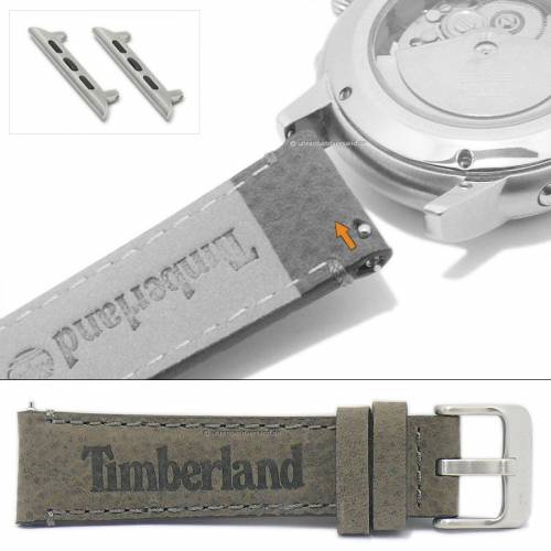 Uhrenarmband TIMBERLAND 20mm dunkelgrau Leder genarbt mit Schnellwechsel-Federstegen & Adapter f�r Apple 38/40 mm - Bild vergr��ern 