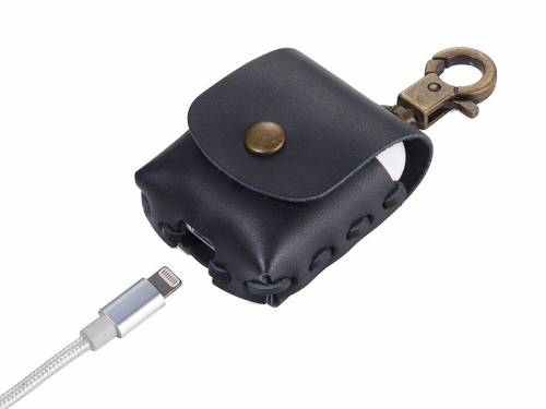 Mehrzwecketui/Grteltasche/Taschenanhnger/Schlssel-Etui fr Ohrhrer & mehr Leder schwarz Druckknopf & Karabiner  - Bild vergrern 