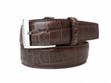 Hochwertiger Ledergürtel MADE IN ITALY braun Alligatorprägung - Größe 105 (Breite ca. 4 cm)