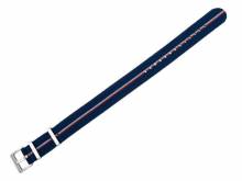 Uhrenarmband 22mm dunkelblau Nylon elastisch mit rotem & weißem Streifen Durchzugsband im NATO-Style