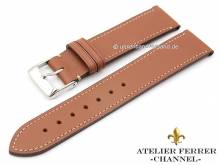 Uhrenarmband Becerro HRM-Style 18mm hellbraun Leder helle Naht von ATELIER FERRER CHANNEL (Schließenanstoß 16 mm)
