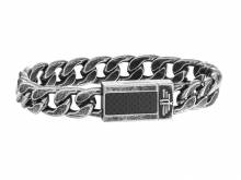 Schmuck-Armband Akron Edelstahl antik-schwarz Magnet-Verschluss Carbon-Optik von POLICE - Bandlänge ca. 20,5cm