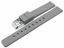 Basic-Uhrenarmband 12mm grau Silikon matt glatt mit Schnellwechsel-Stegen (Schließenanstoß 12 mm)