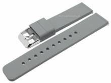 Basic-Uhrenarmband 16mm grau Silikon matt glatt mit Schnellwechsel-Stegen (Schließenanstoß 16 mm)