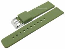 Basic-Uhrenarmband 16mm grün Silikon matt glatt mit Schnellwechsel-Stegen (Schließenanstoß 16 mm)