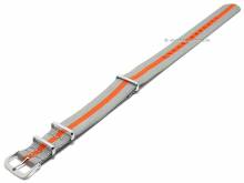 Preistipp: Uhrenarmband 22mm grau Nylon oranger Streifen zweilagiges Durchzugsband im NATO-Style