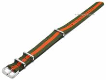 Preistipp: Uhrenarmband 18mm grün Nylon oranger Streifen zweilagiges Durchzugsband im NATO-Style