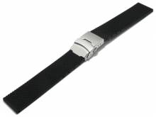 Uhrenarmband 22mm schwarz Silikon mit Karo-Struktur & Sicherheits-Faltschließe