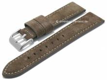Uhrenarmband 24mm dunkelbraun Leder velourartig helle Naht von CONDOR (Schließenanstoß 22 mm)