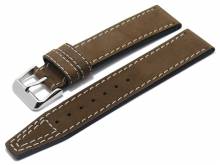 Uhrenarmband Nevada 20mm dunkelbraun Leder helle Naht rustikal MADE IN GERMANY von DI-MODELL (Schließenanstoß 20 mm)